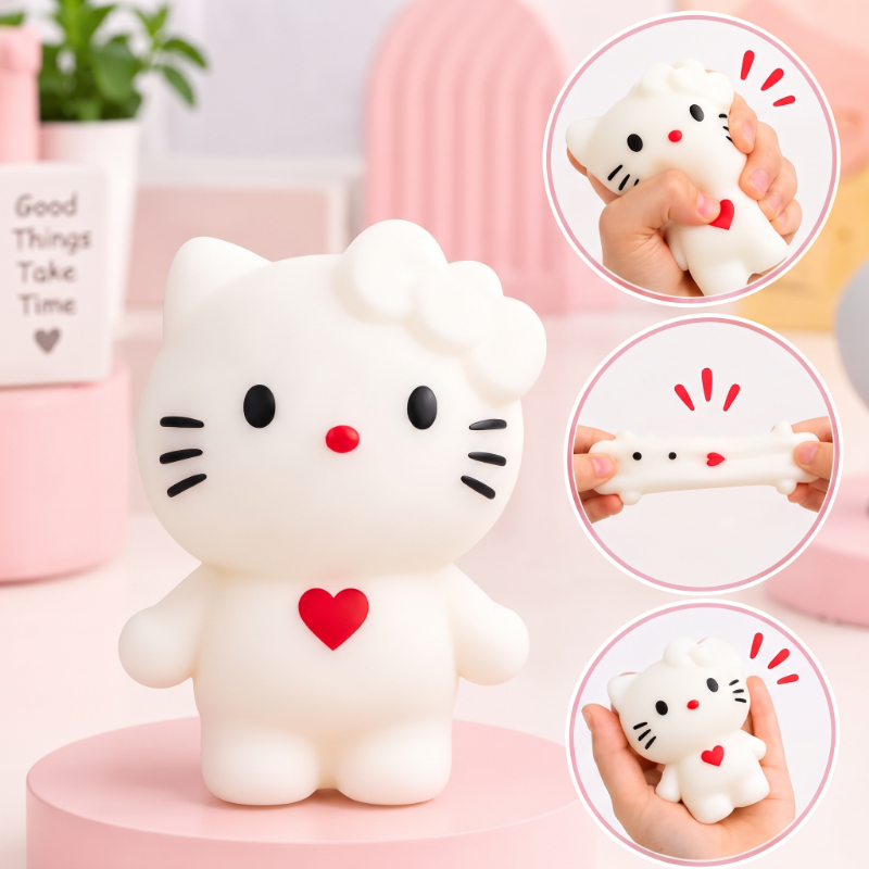 Hello Kitty Tasarımlı Squishy - 12'li Paket - Karışık Renk - Yumuşak Oyuncak - görsel 3